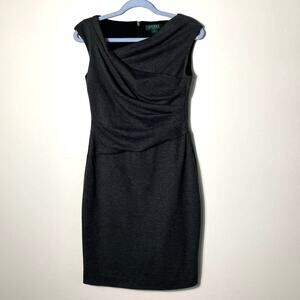 Lauren Ralph Lauren Women 6 Sheath Stretch Dress Gray Workwear